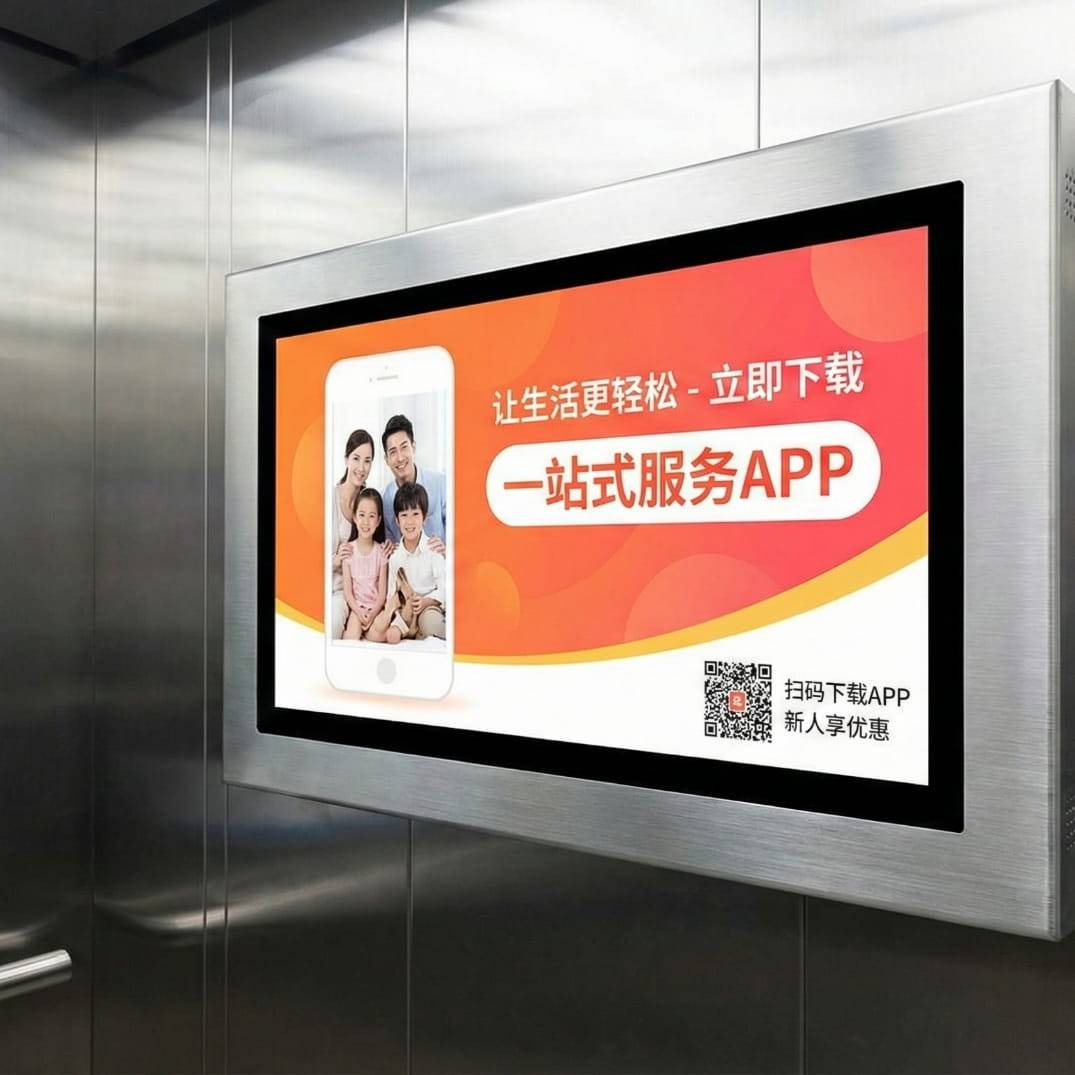 电梯轿厢广告框上的二维码2